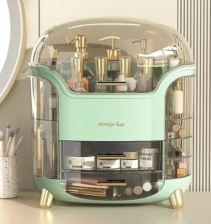 Luxury Desktop Cosmetic Organizer – Elegant & Dustproof Makeup Storage