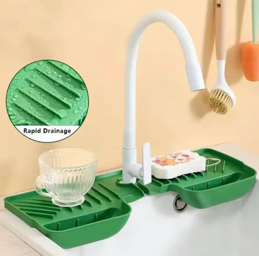 Silicone Sink Splash Guard & Faucet Water Catcher – Multi-Function Kitchen Drying Mat