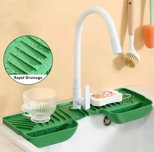 Silicone Sink Splash Guard & Faucet Water Catcher – Multi-Function Kitchen Drying Mat