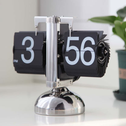 Retro Flip Clock | Mechanical Auto Flip Desk Clock | Vintage Table Clock | 12/24 Hour Display | Silent Office & Home Desktop Clock