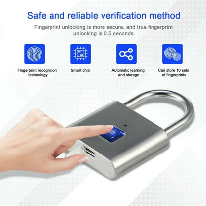 Smart Fingerprint Padlock – USB Rechargeable Keyless Biometric Security Lock