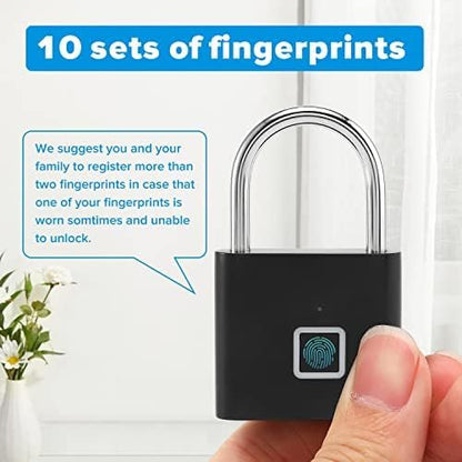 Smart Fingerprint Padlock – USB Rechargeable Keyless Biometric Security Lock