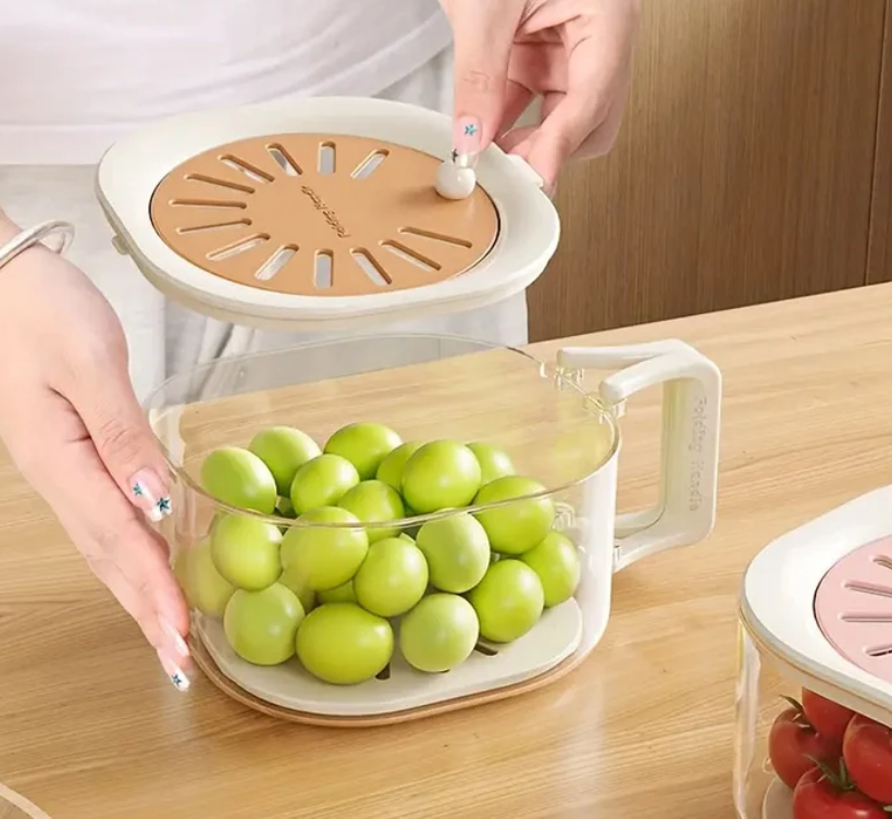 2-in-1 Fruit & Vegetable Washing Bowl With Strainer & Lid