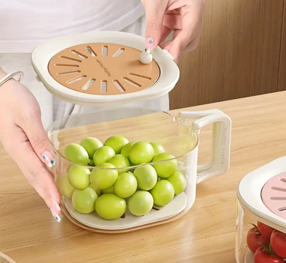 2-in-1 Fruit & Vegetable Washing Bowl With Strainer & Lid