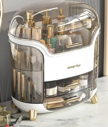 Luxury Desktop Cosmetic Organizer – Elegant & Dustproof Makeup Storage