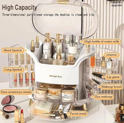 Luxury Desktop Cosmetic Organizer – Elegant & Dustproof Makeup Storage