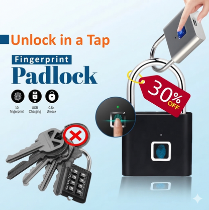 Smart Fingerprint Padlock – USB Rechargeable Keyless Biometric Security Lock