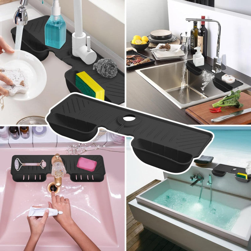 Silicone Sink Splash Guard & Faucet Water Catcher – Multi-Function Kitchen Drying Mat